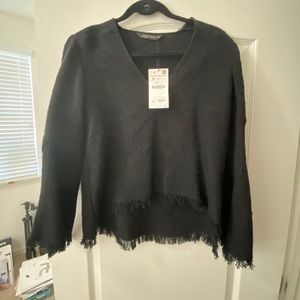 NWT Zara Black Tweed Top